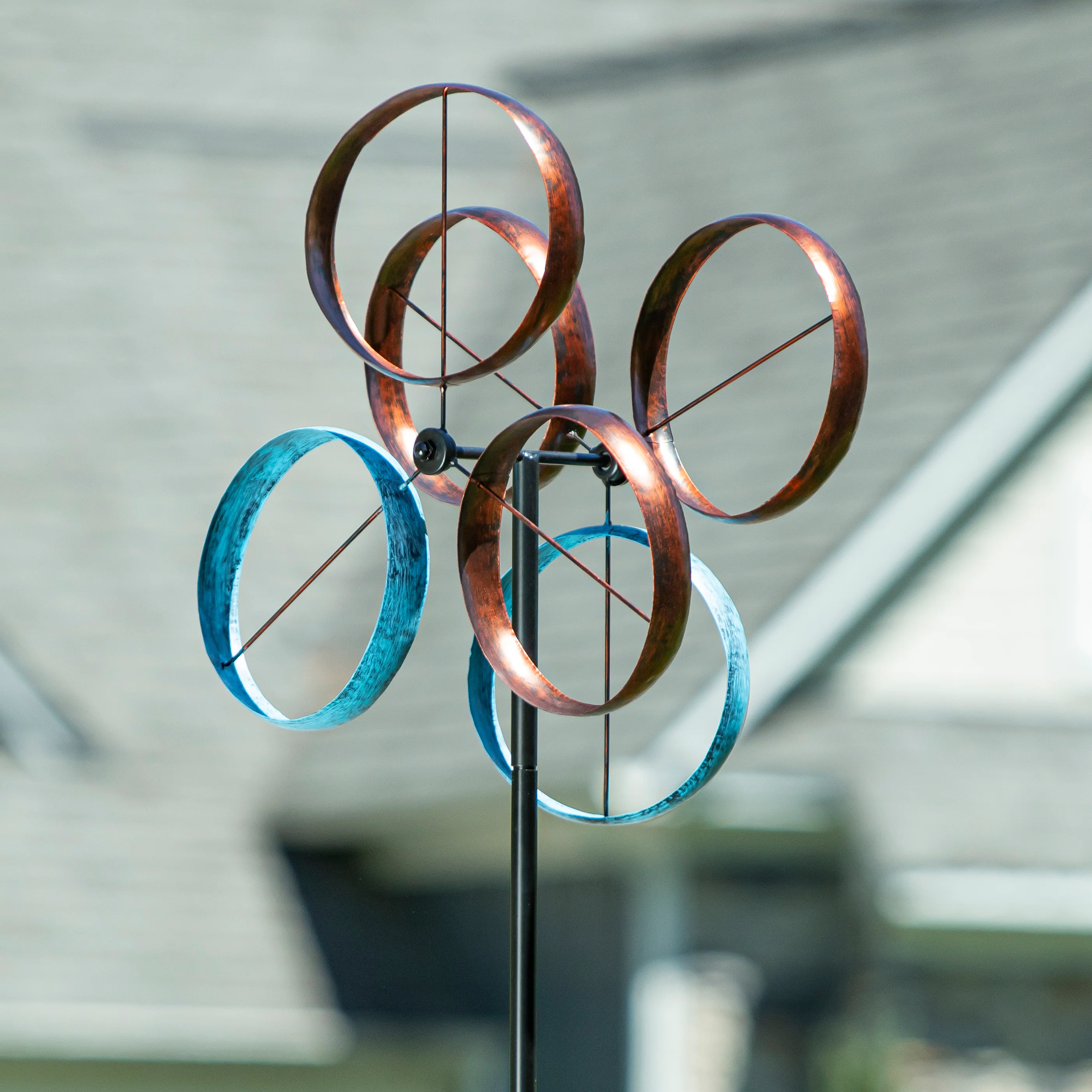 Metal Roundabout Breeze Wind Spinner 72"H - Image 2