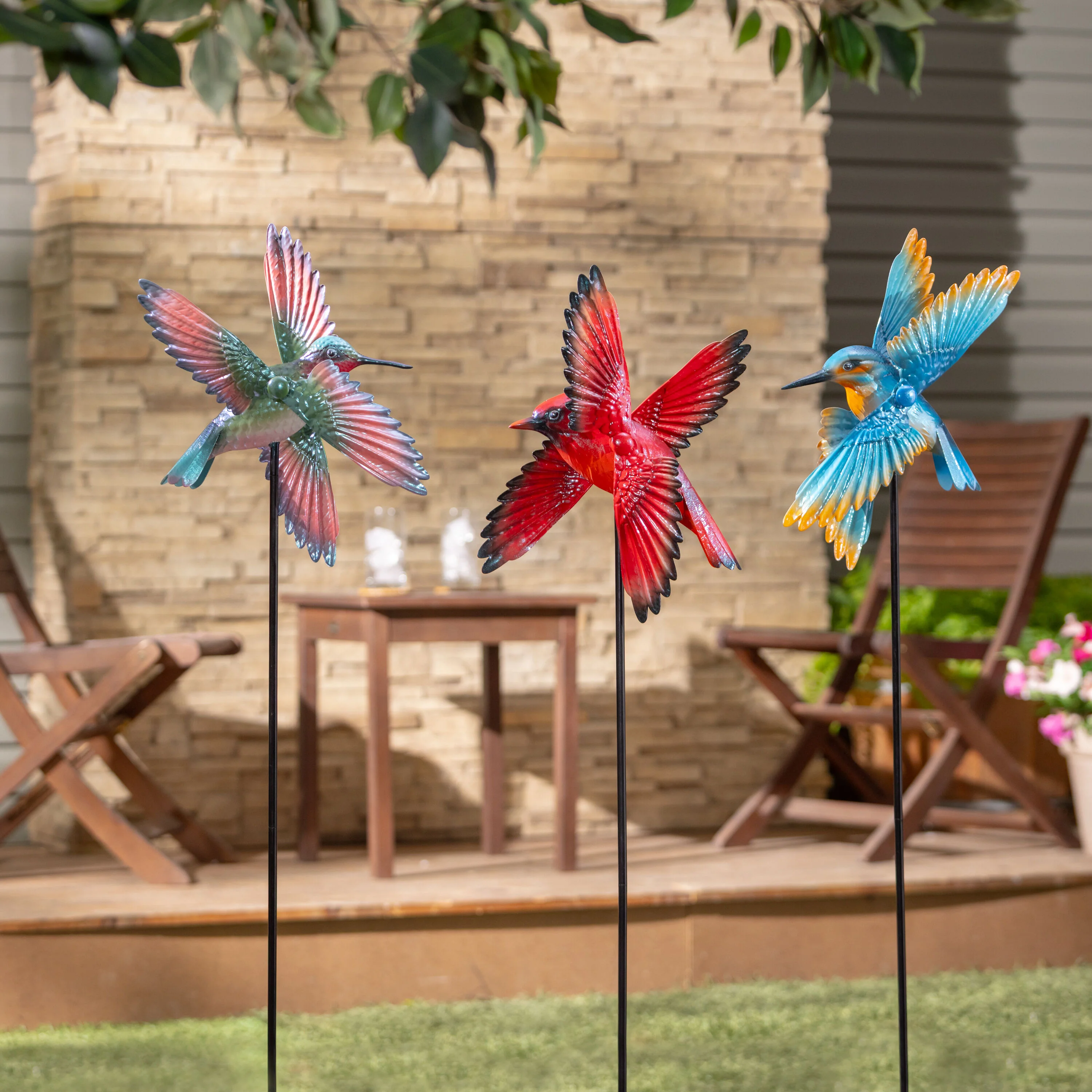 Metal Hummingbird Spinner Stake - Image 6