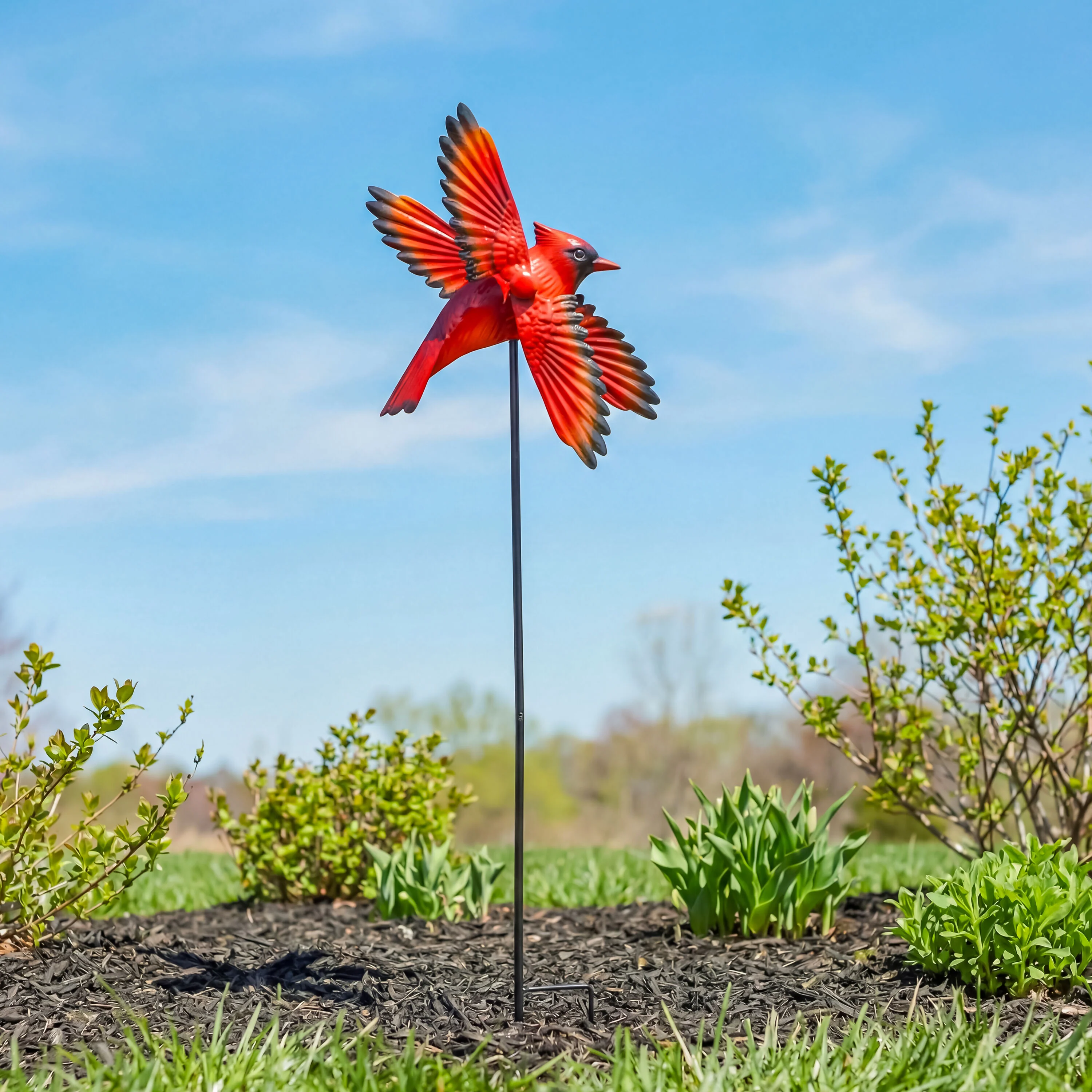 Metal Cardinal Spinner Stake