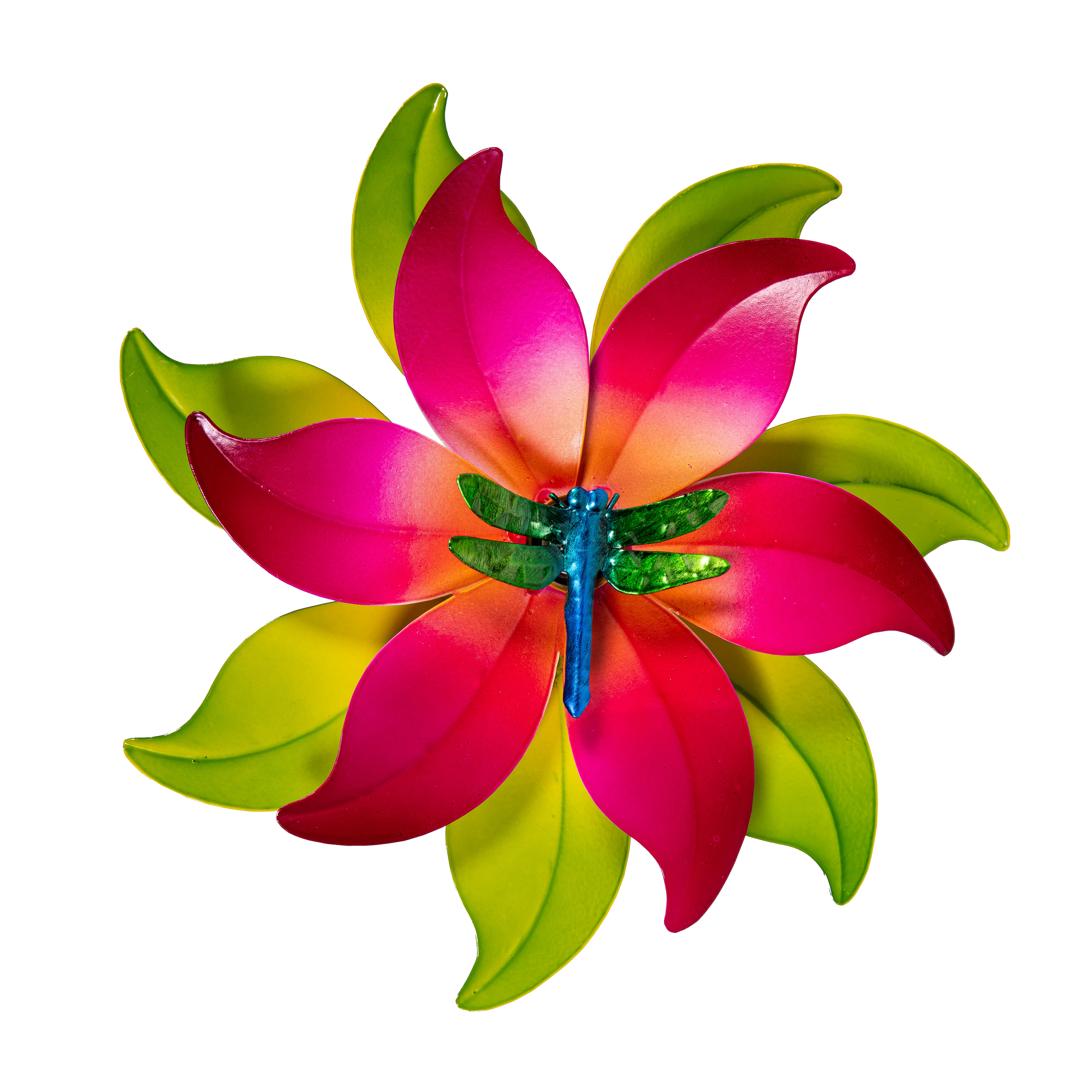 Metal Radiant Petals DragonFly Wall Spinner 13"D - Image 2