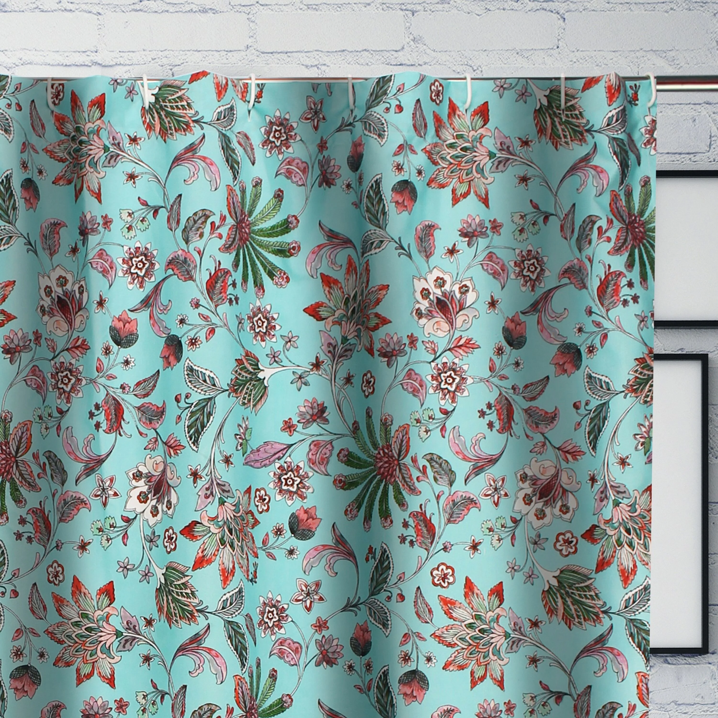 Audrey Turquoise Shower Curtain - Image 3