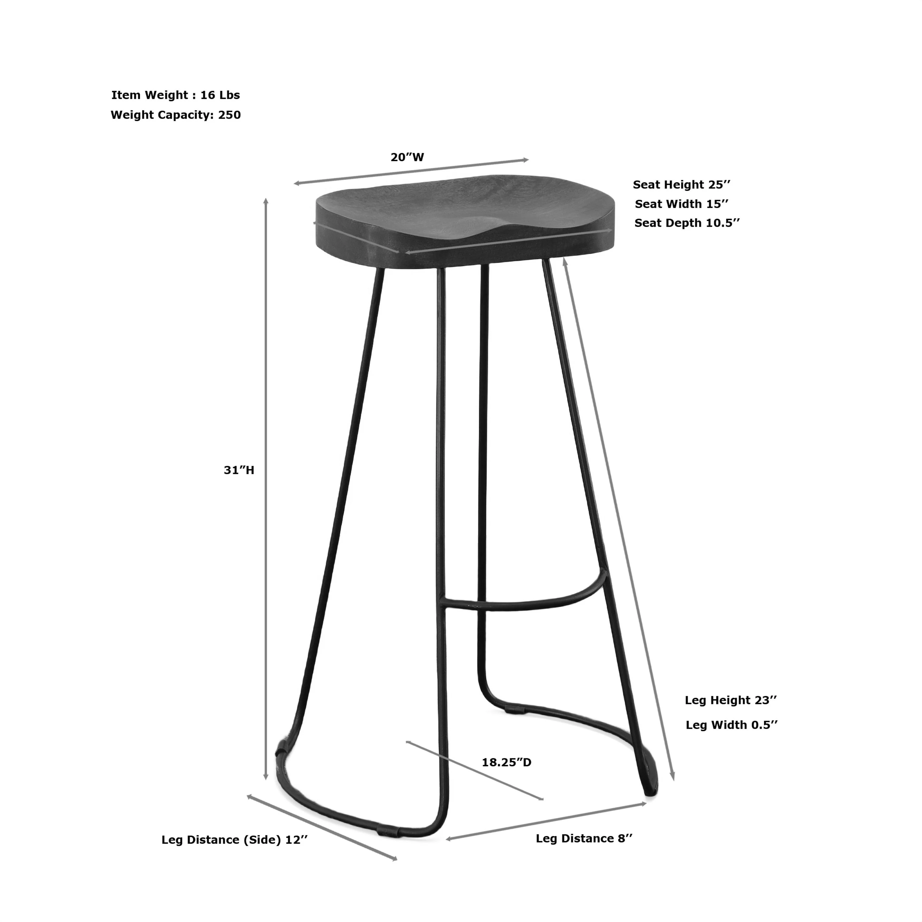 Saga Barstool, Chestnut, Set of 2, 31" - Image 7