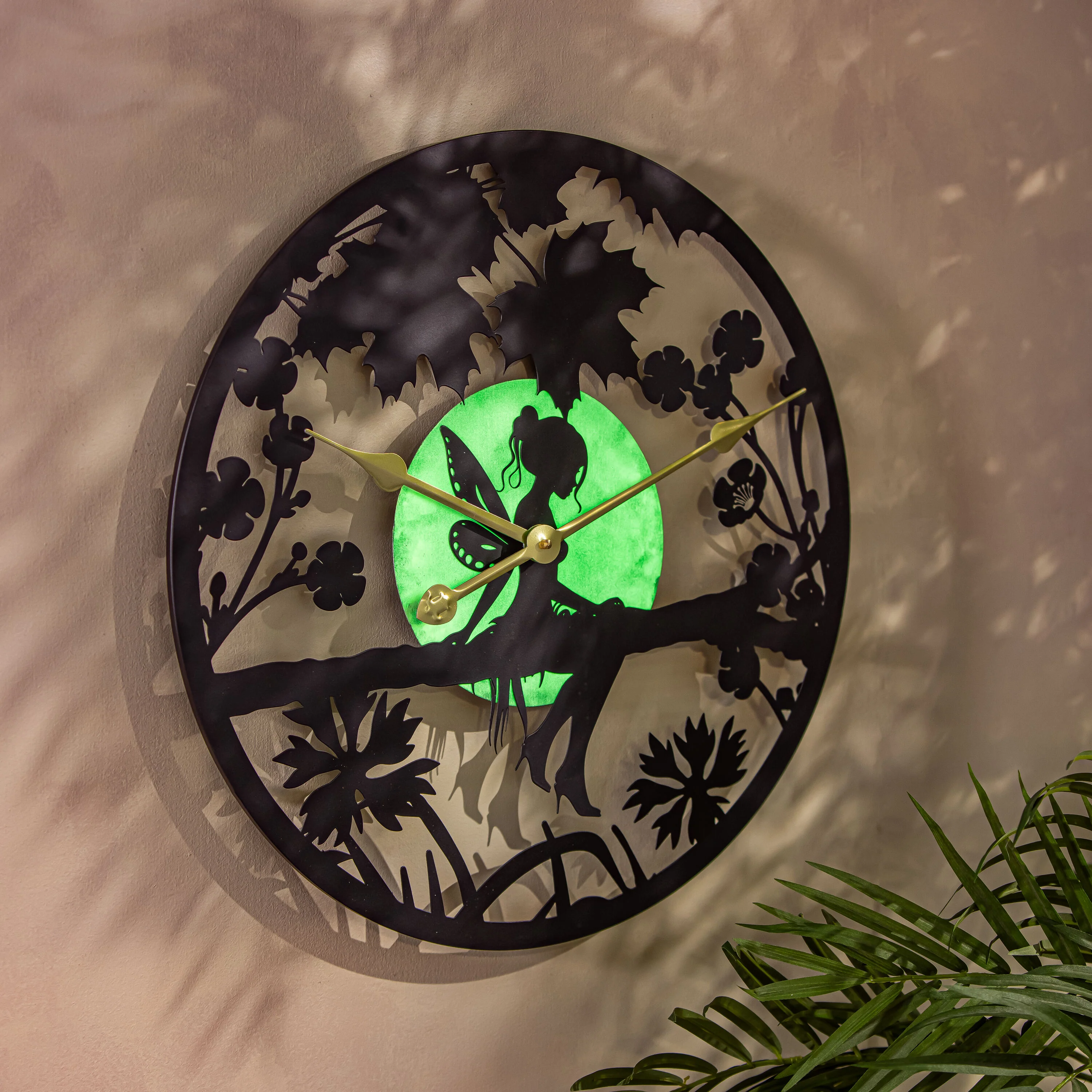 Garden of Wonder Outdoor Wall Decor, Metal, Glow-In-the-Dark Wall Clock, 19.5"