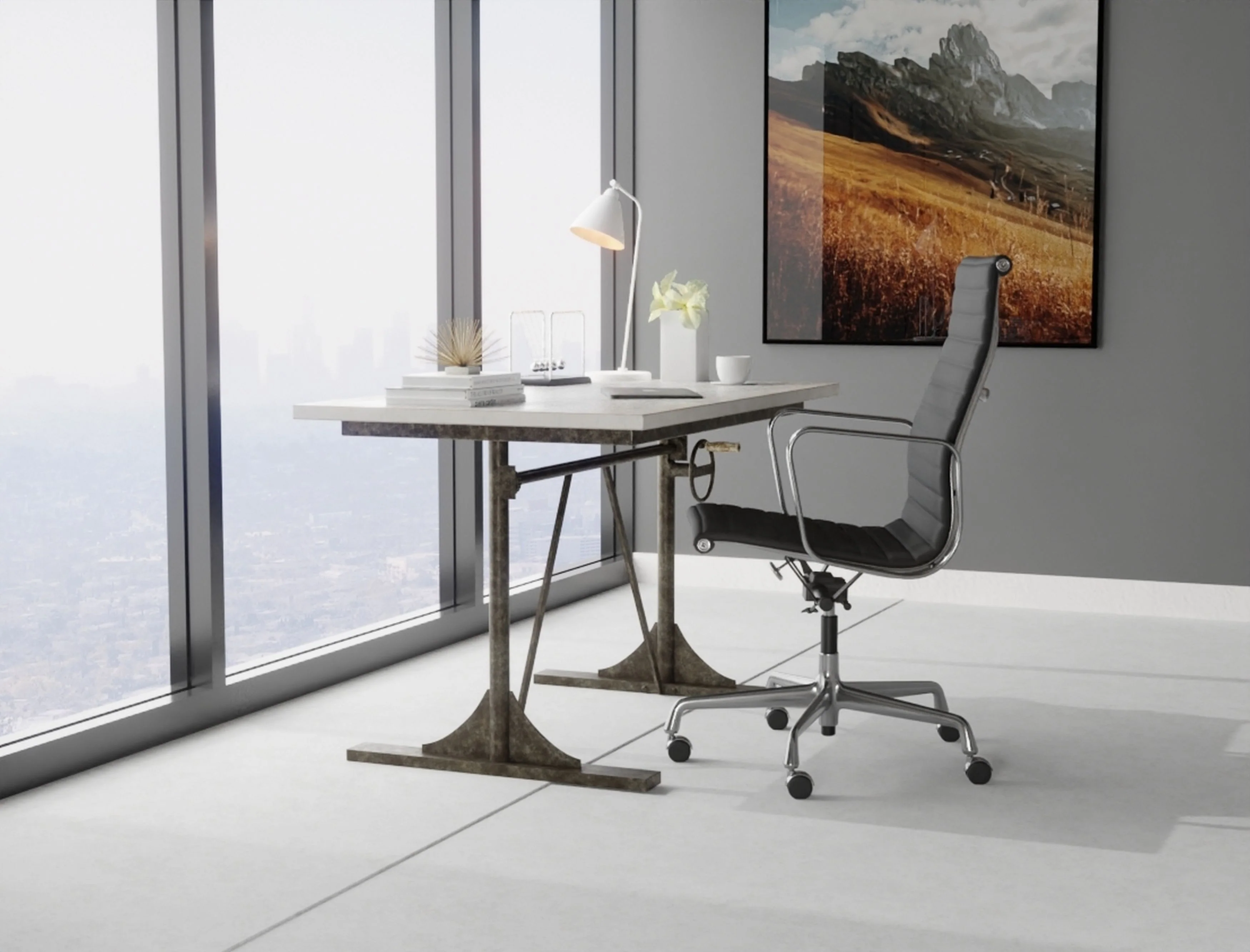 Brio Sit or Standing Adjustable Desk, Natural Driftwood - Image 5