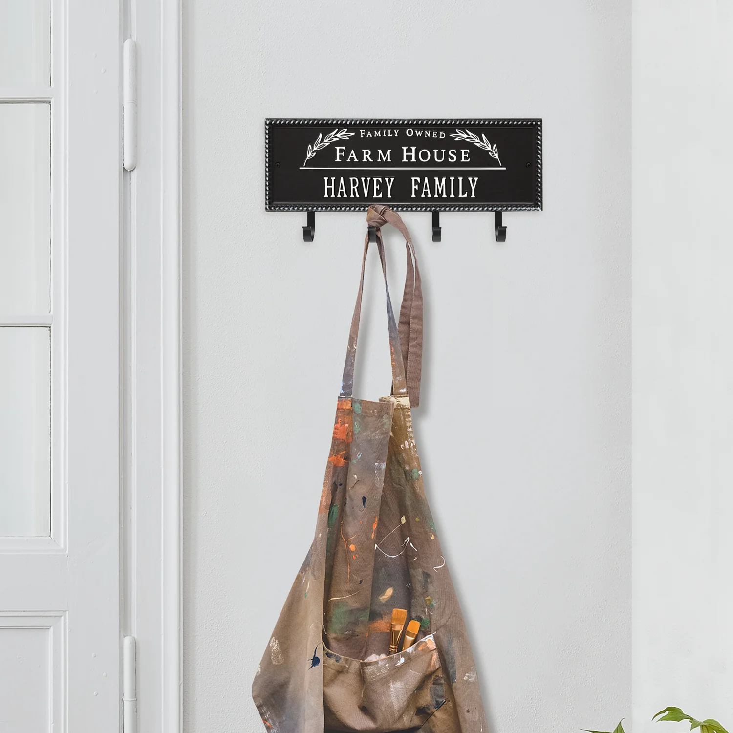 Family Owned Farm House Beaded Rectangle Personalized Hook Plaque - Image 14
