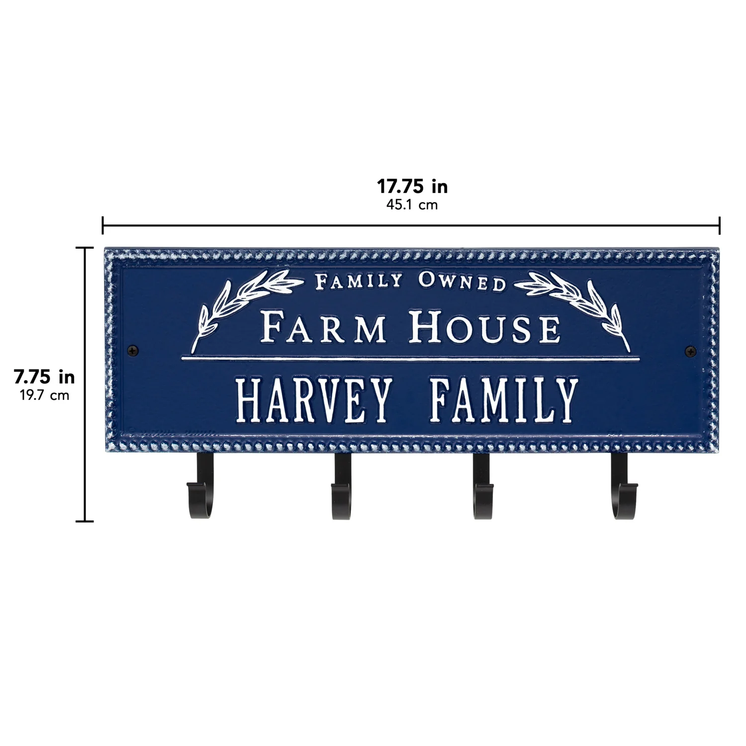 Family Owned Farm House Beaded Rectangle Personalized Hook Plaque - Image 27