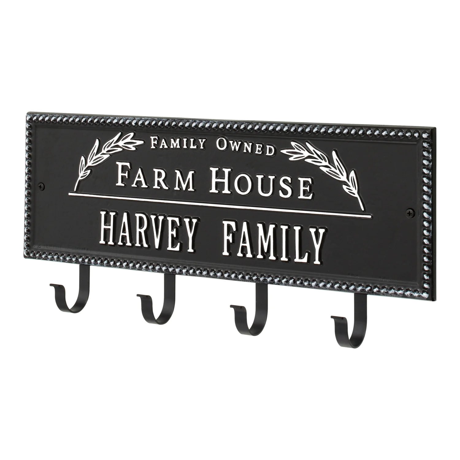 Family Owned Farm House Beaded Rectangle Personalized Hook Plaque - Image 36