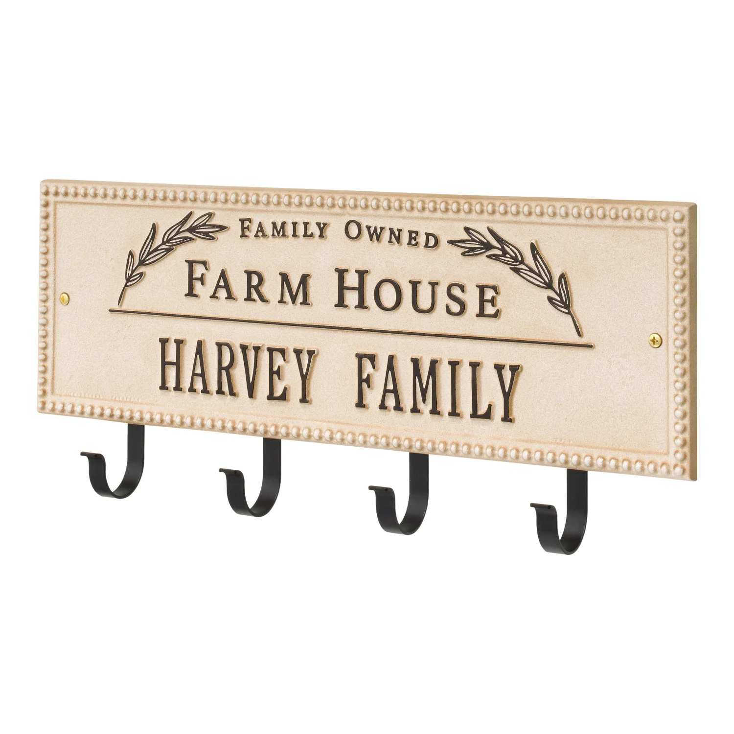 Family Owned Farm House Beaded Rectangle Personalized Hook Plaque - Image 44