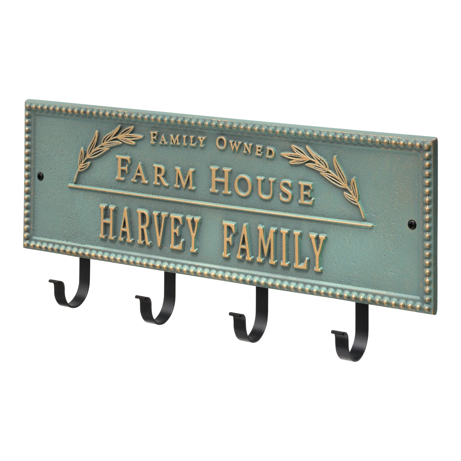 Family Owned Farm House Beaded Rectangle Personalized Hook Plaque - Image 46