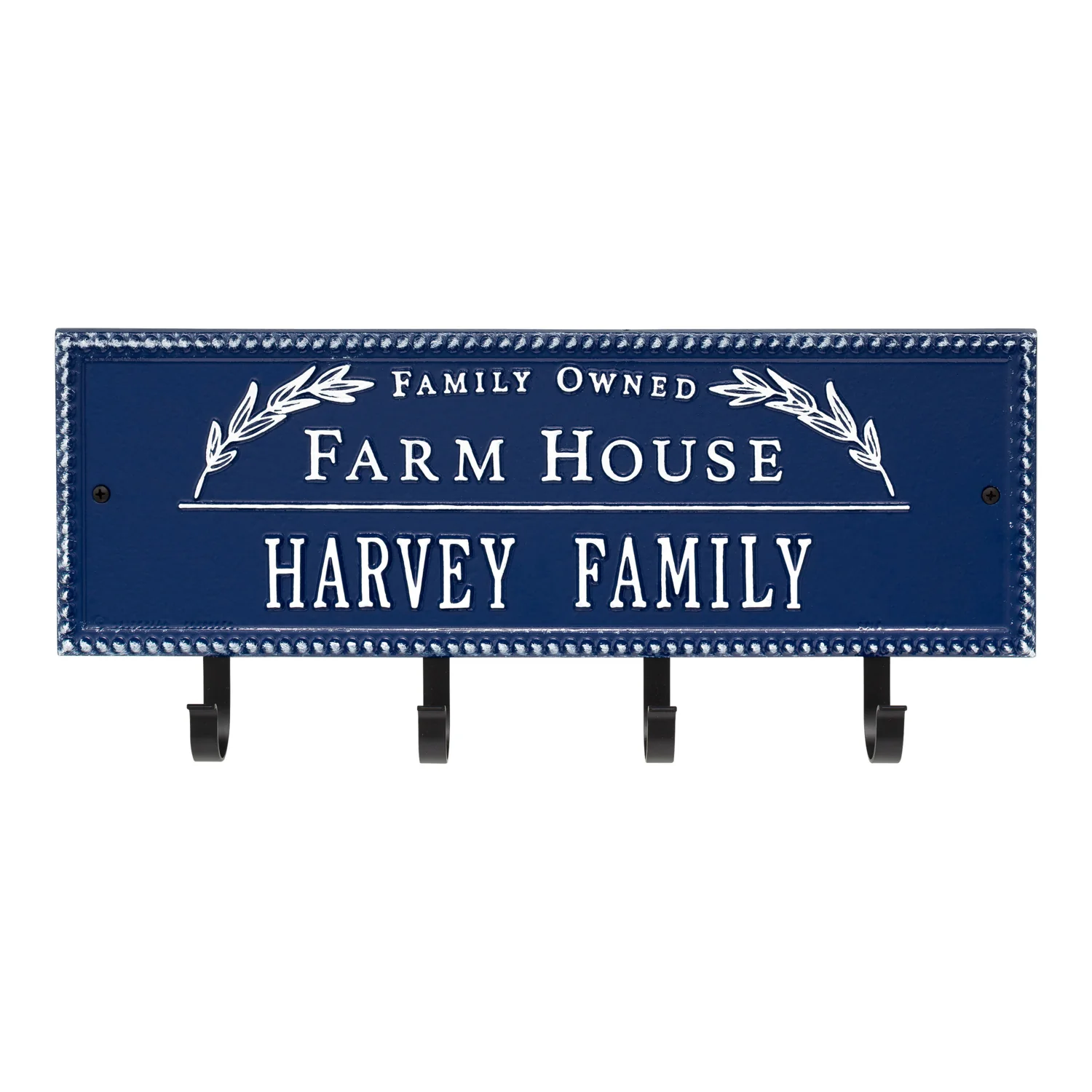 Family Owned Farm House Beaded Rectangle Personalized Hook Plaque - Image 49