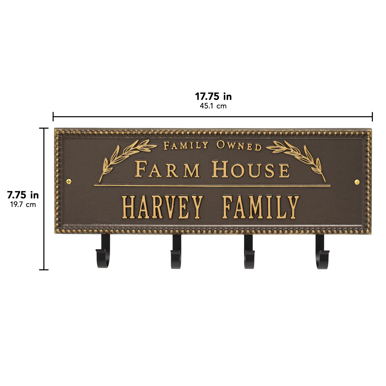 Family Owned Farm House Beaded Rectangle Personalized Hook Plaque - Image 51