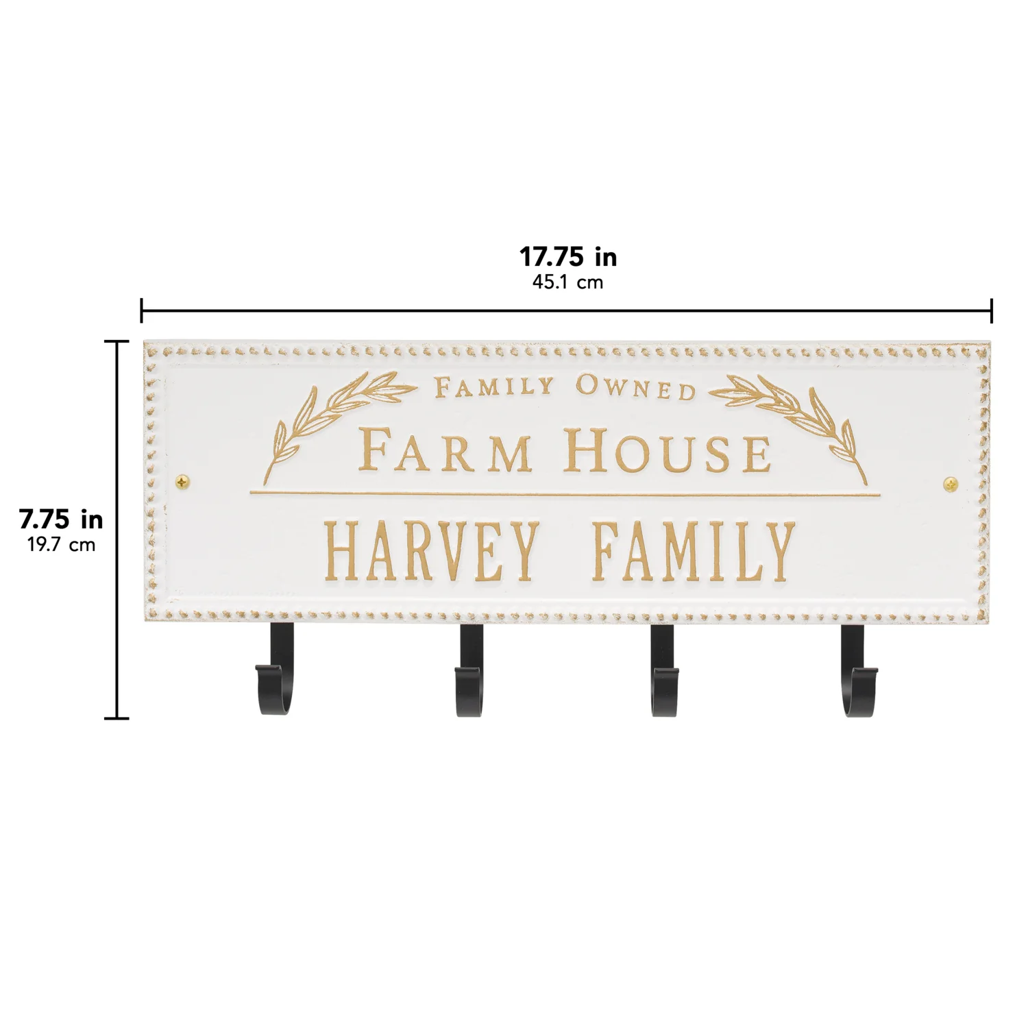 Family Owned Farm House Beaded Rectangle Personalized Hook Plaque - Image 53