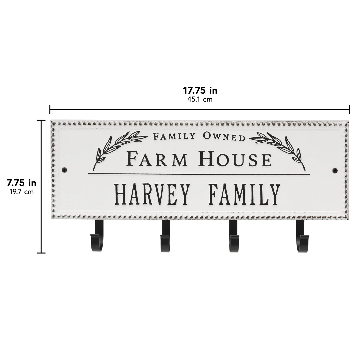 Family Owned Farm House Beaded Rectangle Personalized Hook Plaque - Image 54