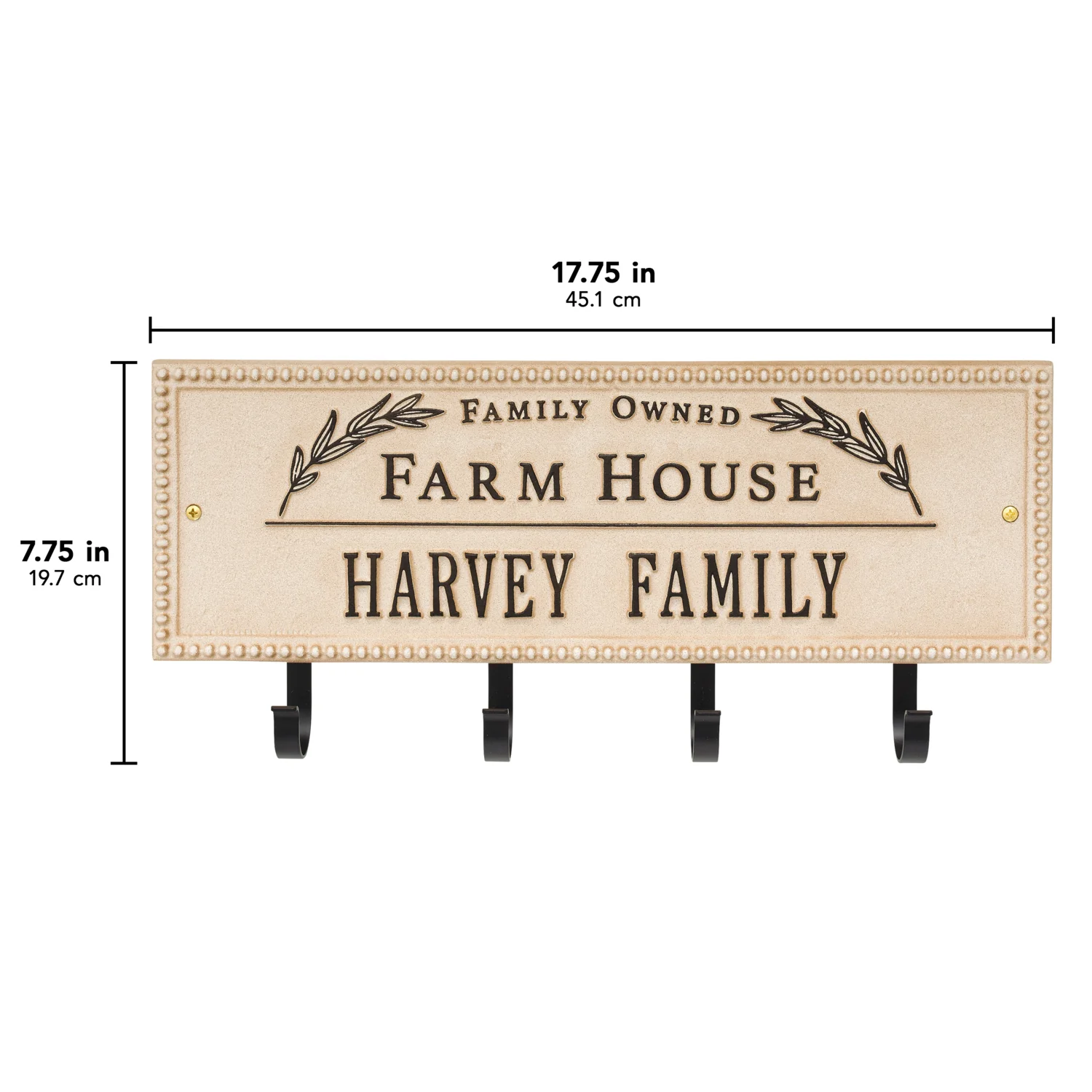 Family Owned Farm House Beaded Rectangle Personalized Hook Plaque - Image 55