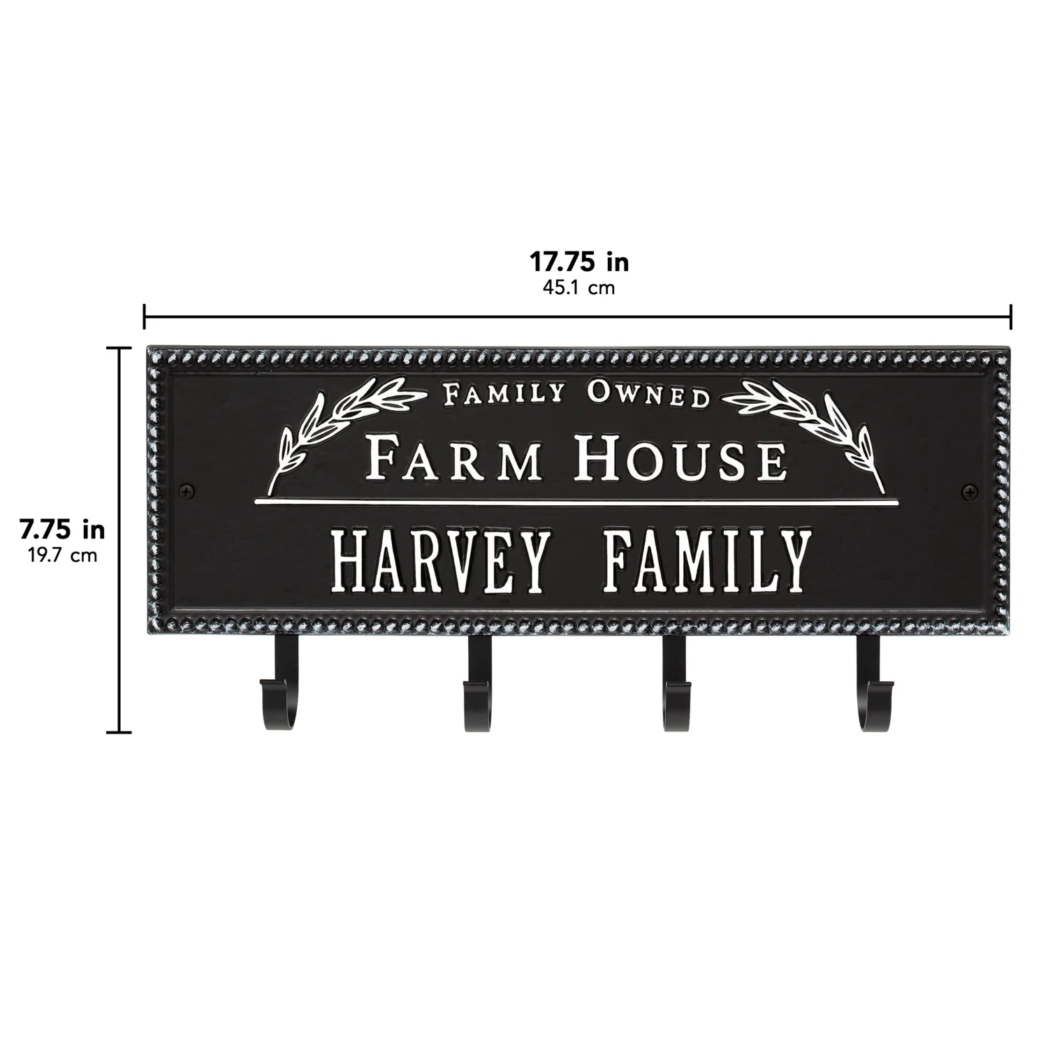 Family Owned Farm House Beaded Rectangle Personalized Hook Plaque - Image 58