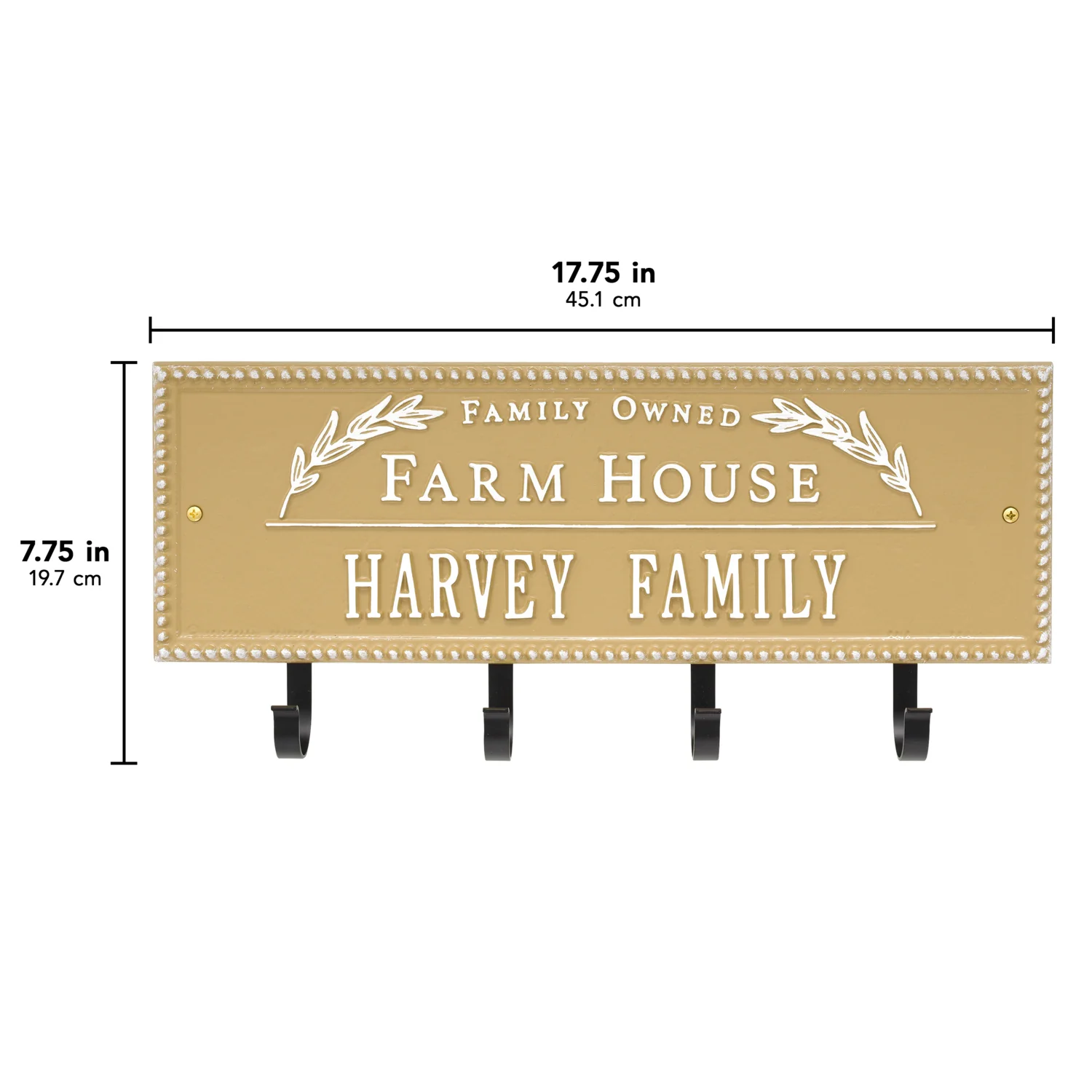 Family Owned Farm House Beaded Rectangle Personalized Hook Plaque - Image 59