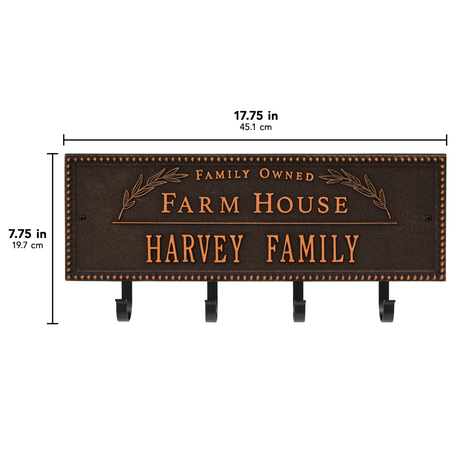 Family Owned Farm House Beaded Rectangle Personalized Hook Plaque - Image 61