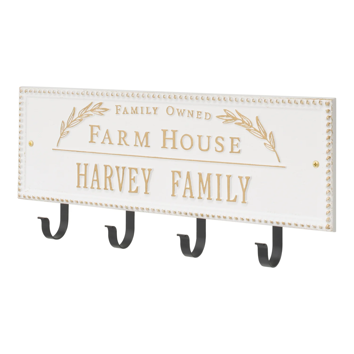 Family Owned Farm House Beaded Rectangle Personalized Hook Plaque - Image 64