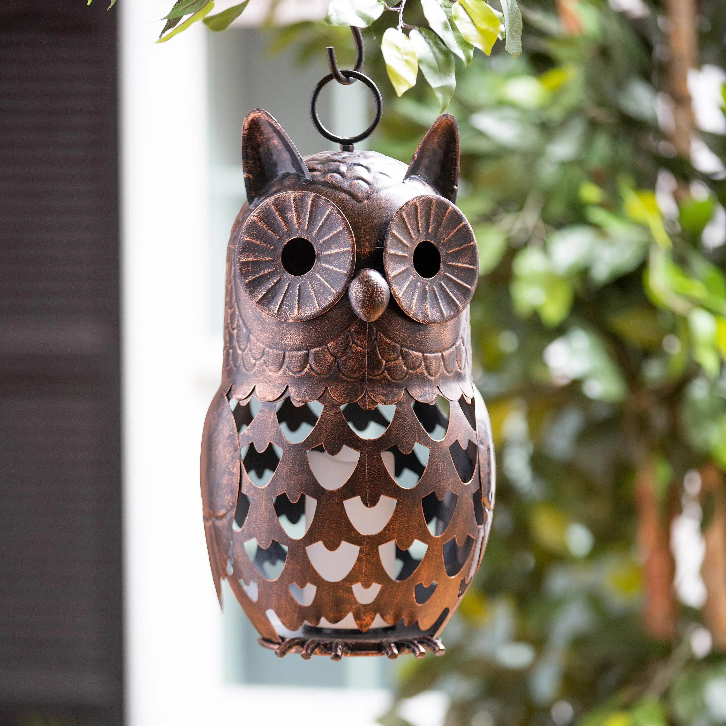 Crafted Metal LED Owl Lantern - Image 4